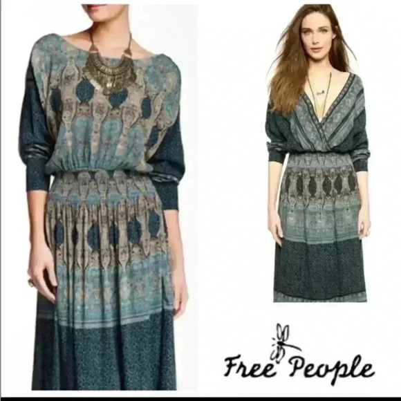Free People Dresses & Skirts - Free people reversible maxi greenish/ blue dress